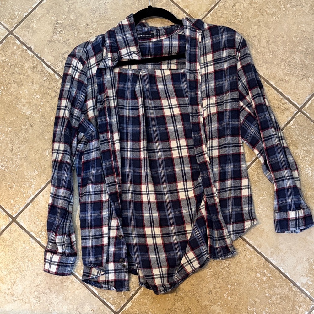 Brandy Melville Blue and Red Plaid Top